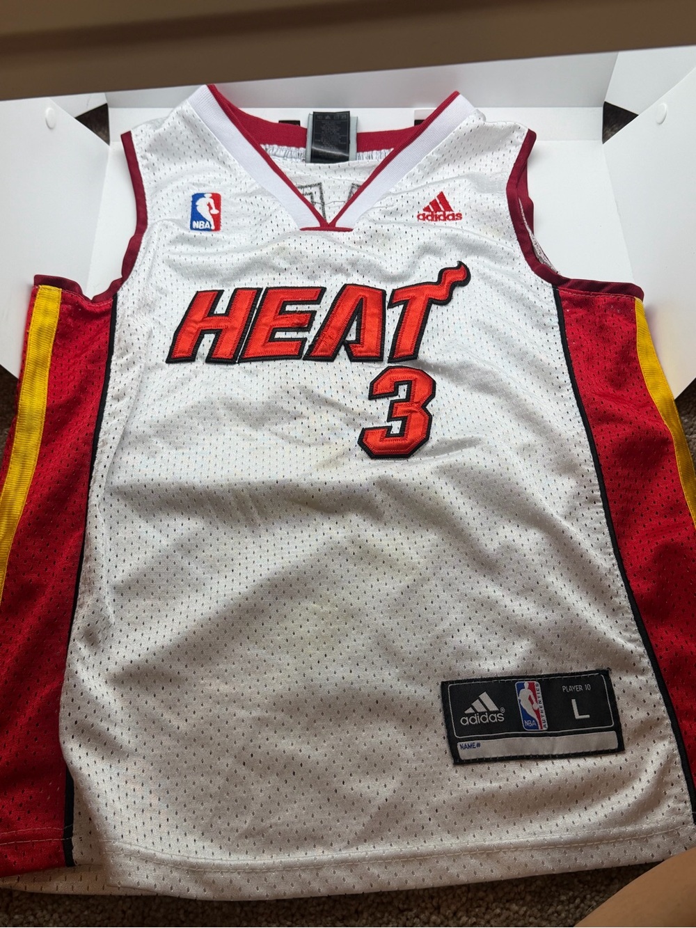 Adidas Miami Heat #3 White Basketball Jersey Youth Large